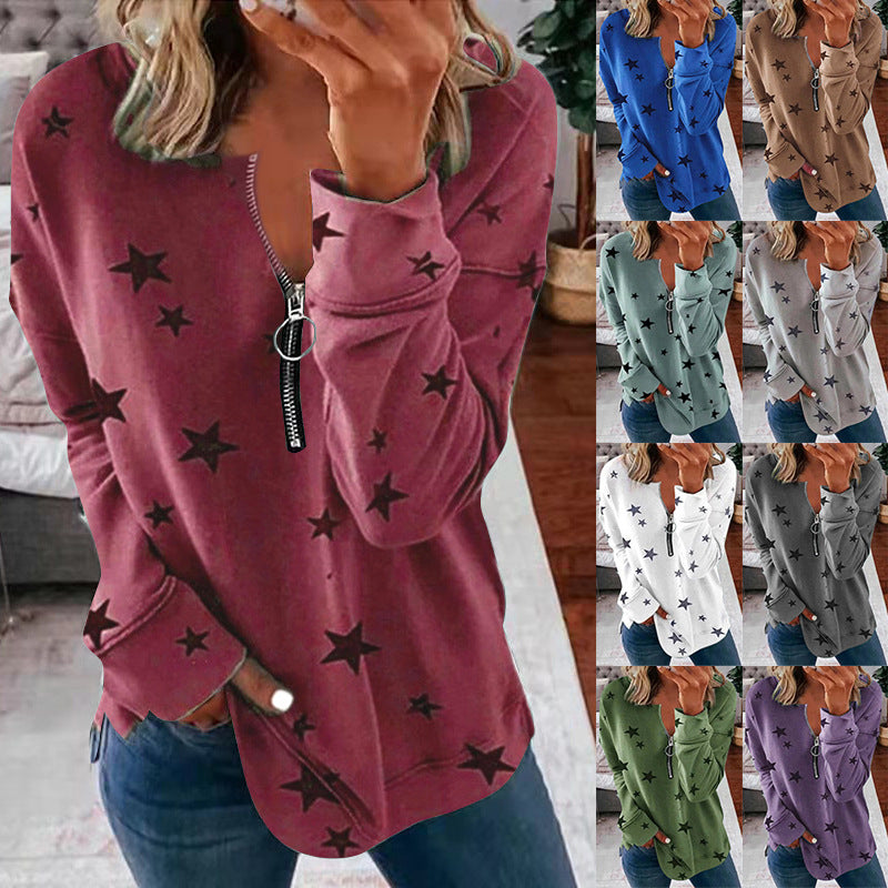 Stylish Women's Zip-Detail Pullover Sweatshirt - 4 - London-stylehouse.com