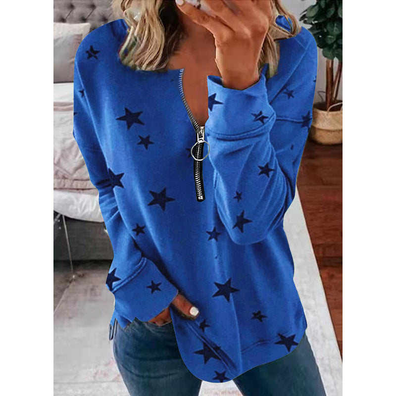 Stylish Women's Zip-Detail Pullover Sweatshirt - 5 - London-stylehouse.com