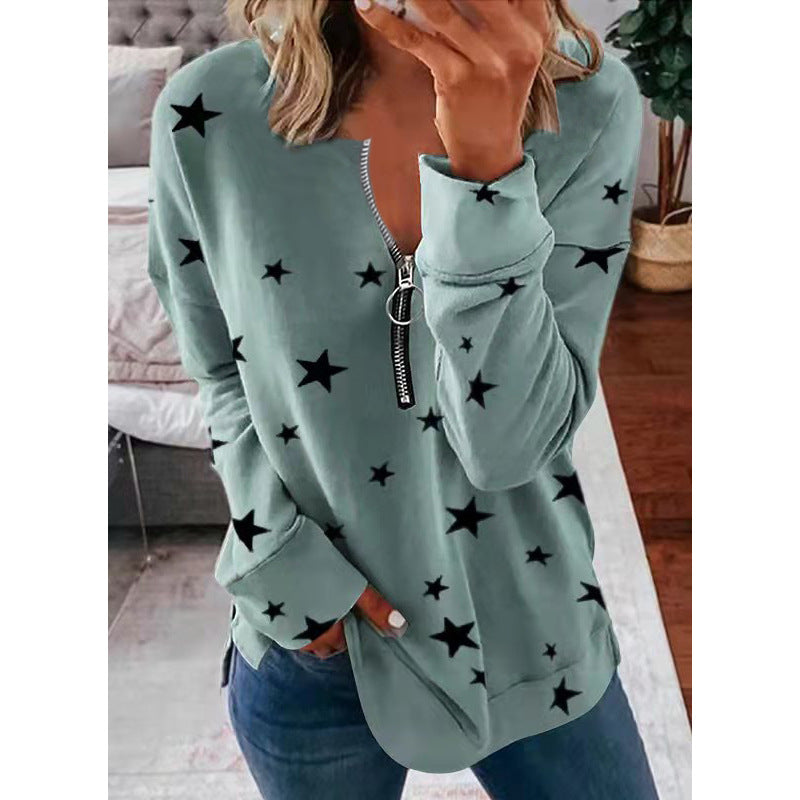 Stylish Women's Zip-Detail Pullover Sweatshirt - 6 - London-stylehouse.com