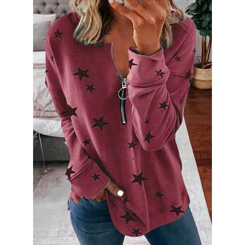 Stylish Women's Zip-Detail Pullover Sweatshirt - 7 - London-stylehouse.com