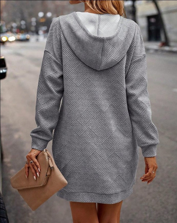 Women's Casual Hoodie Dress with Front Pocket - 1 - London-stylehouse.com