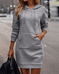 Women's Casual Hoodie Dress with Front Pocket - 4 - London-stylehouse.com