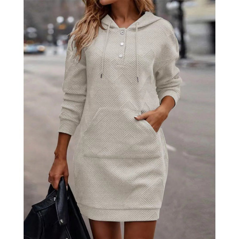 Women's Casual Hoodie Dress with Front Pocket - 5 - London-stylehouse.com