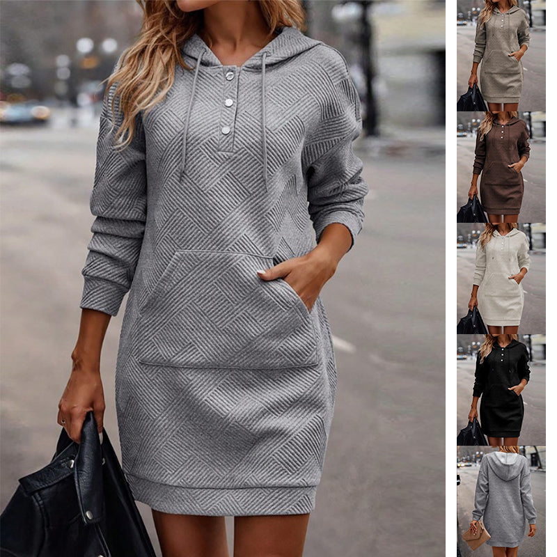 Women's Casual Hoodie Dress with Front Pocket - 6 - London-stylehouse.com