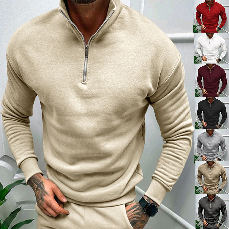 Men's Fleece Pullover with Zip Collar for Stylish Comfort - 1 - London-stylehouse.com