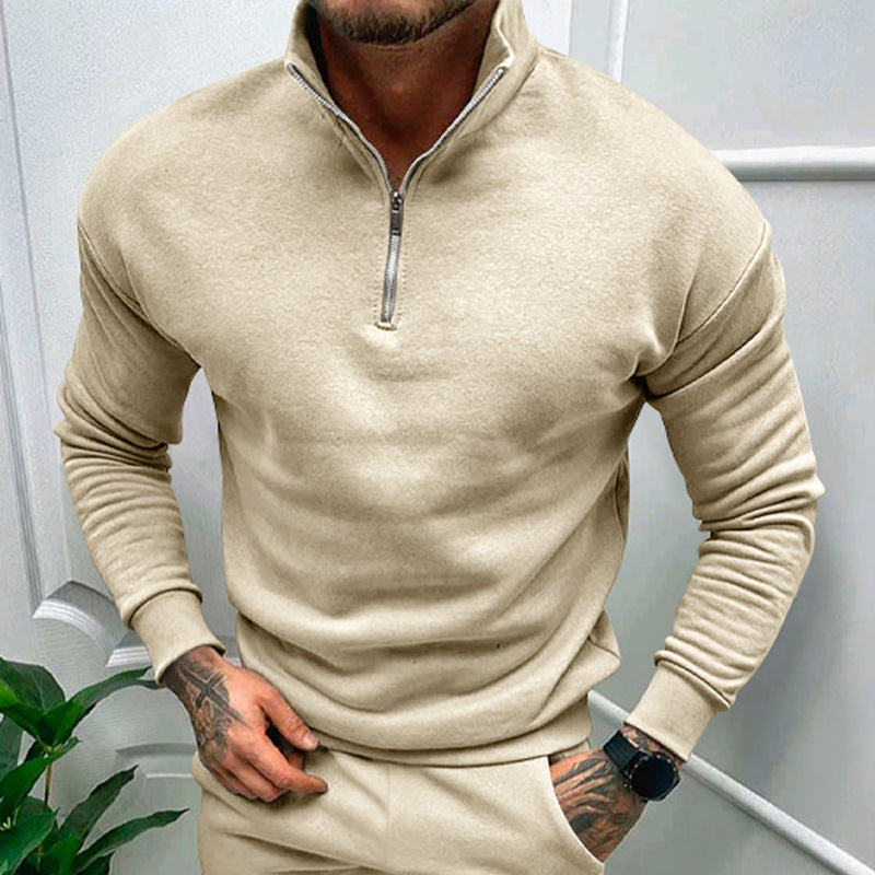 Men's Fleece Pullover with Zip Collar for Stylish Comfort - 2 - London-stylehouse.com