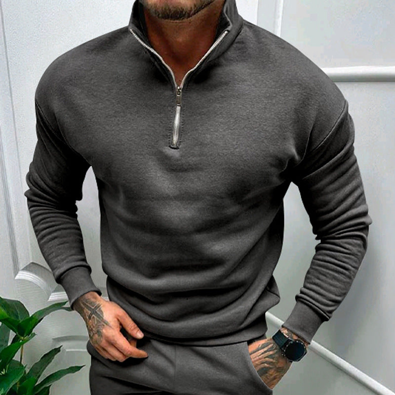 Men's Fleece Pullover with Zip Collar for Stylish Comfort - 3 - London-stylehouse.com