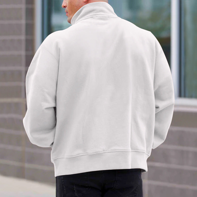 Men's Fleece Pullover with Zip Collar for Stylish Comfort - 4 - London-stylehouse.com