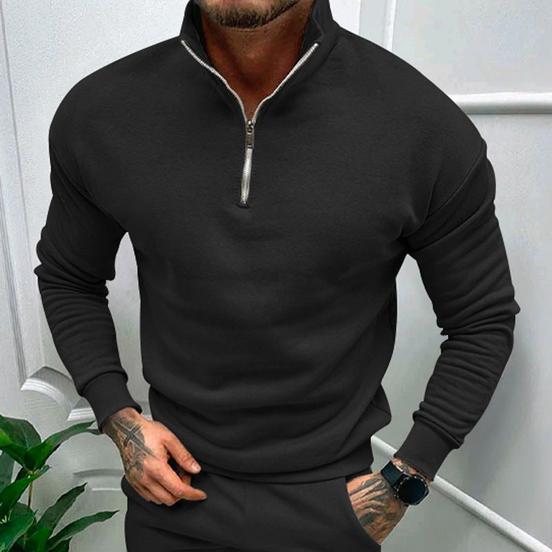 Men's Fleece Pullover with Zip Collar for Stylish Comfort - 5 - London-stylehouse.com