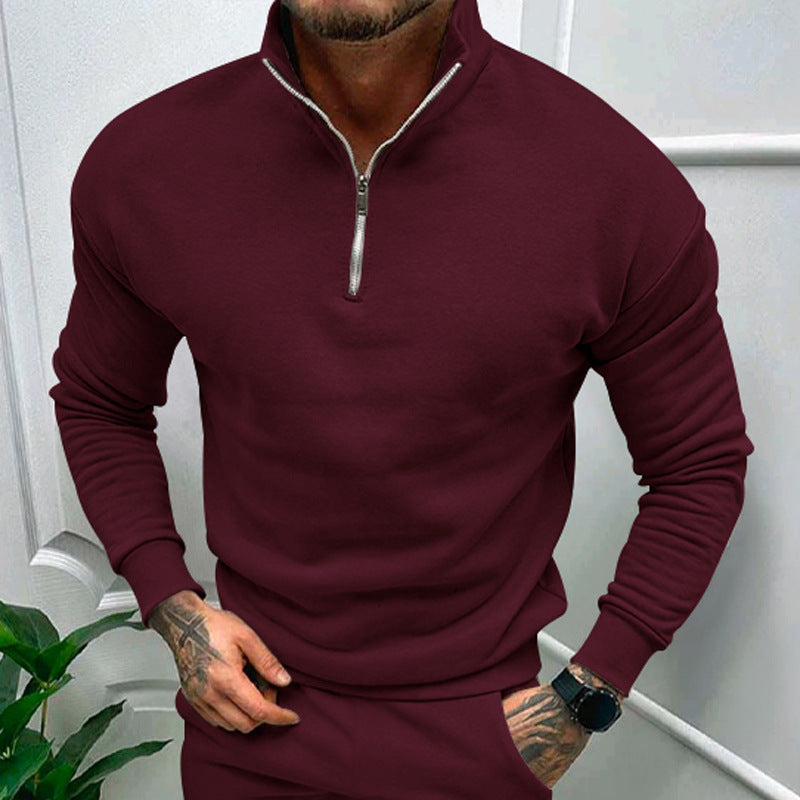 Men's Fleece Pullover with Zip Collar for Stylish Comfort - 6 - London-stylehouse.com