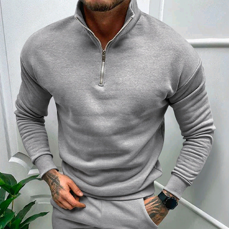 Men's Fleece Pullover with Zip Collar for Stylish Comfort - 8 - London-stylehouse.com