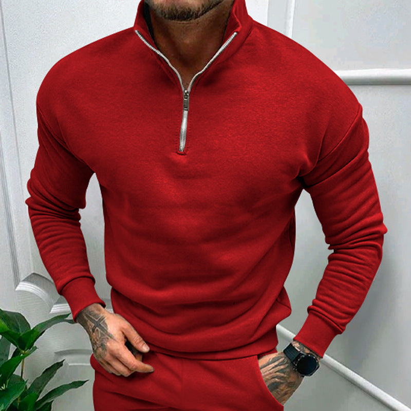 Men's Fleece Pullover with Zip Collar for Stylish Comfort - 10 - London-stylehouse.com