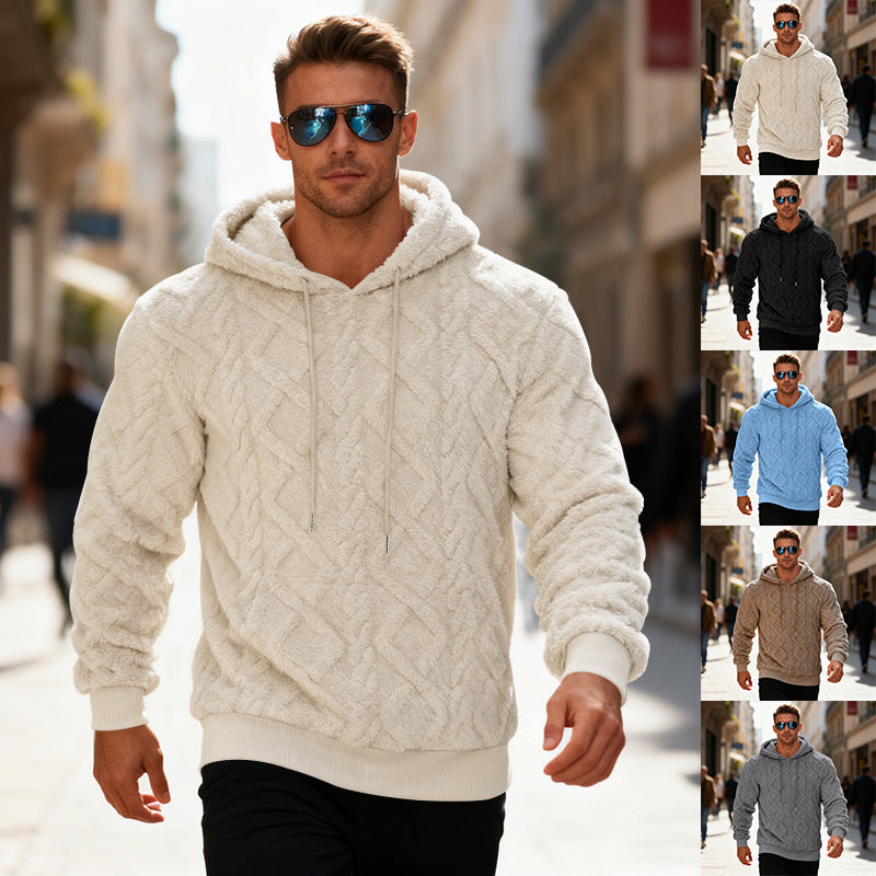Stylish Loose-Fit Men's Hoodie with Textured Fabric - 2 - London-stylehouse.com