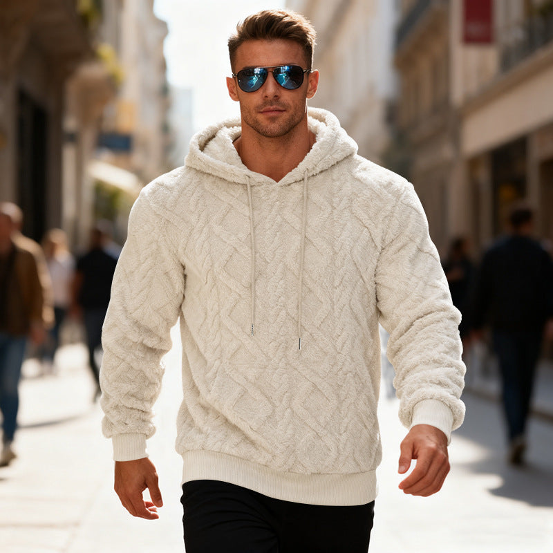 Stylish Loose-Fit Men's Hoodie with Textured Fabric - 3 - London-stylehouse.com