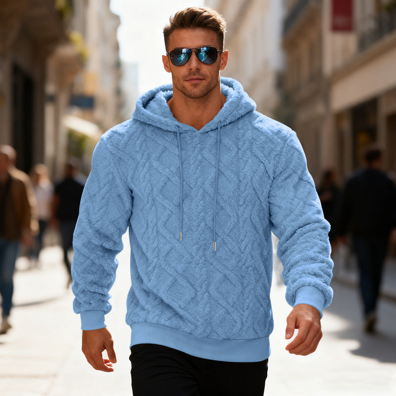 Stylish Loose-Fit Men's Hoodie with Textured Fabric - 5 - London-stylehouse.com