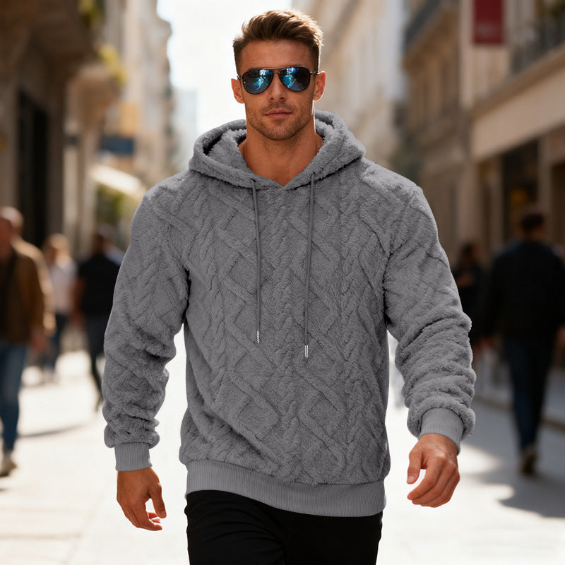 Stylish Loose-Fit Men's Hoodie with Textured Fabric - 7 - London-stylehouse.com