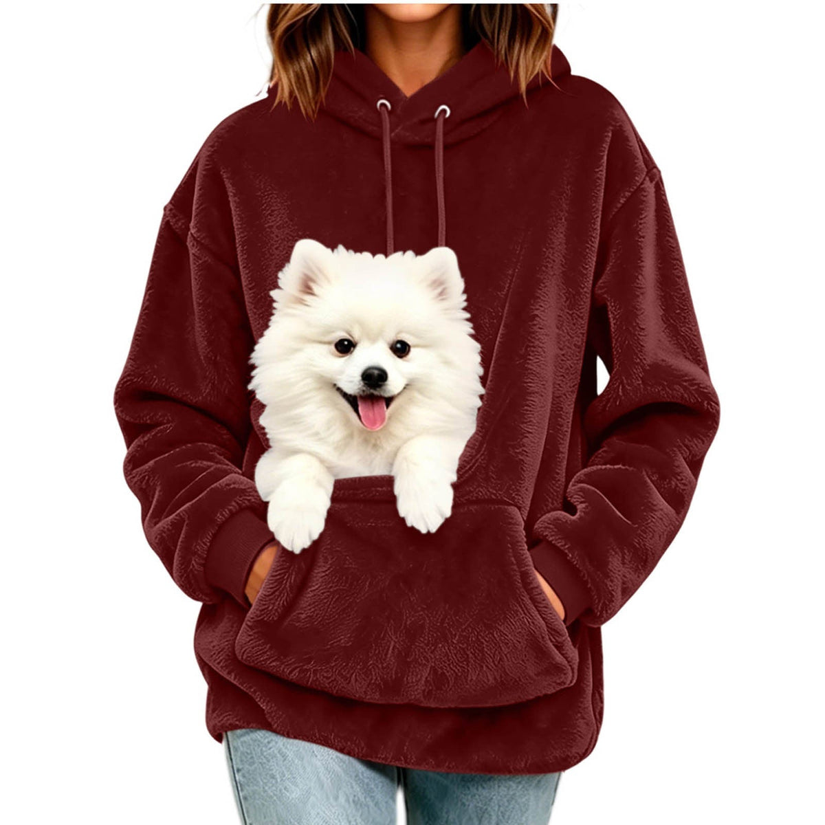 Women's Comfy Hoodie with Spacious Pet Holding Pocket - 2 - London-stylehouse.com