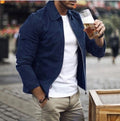 Men's Suede Jacket with Notched Lapels - 4 - London-stylehouse.com