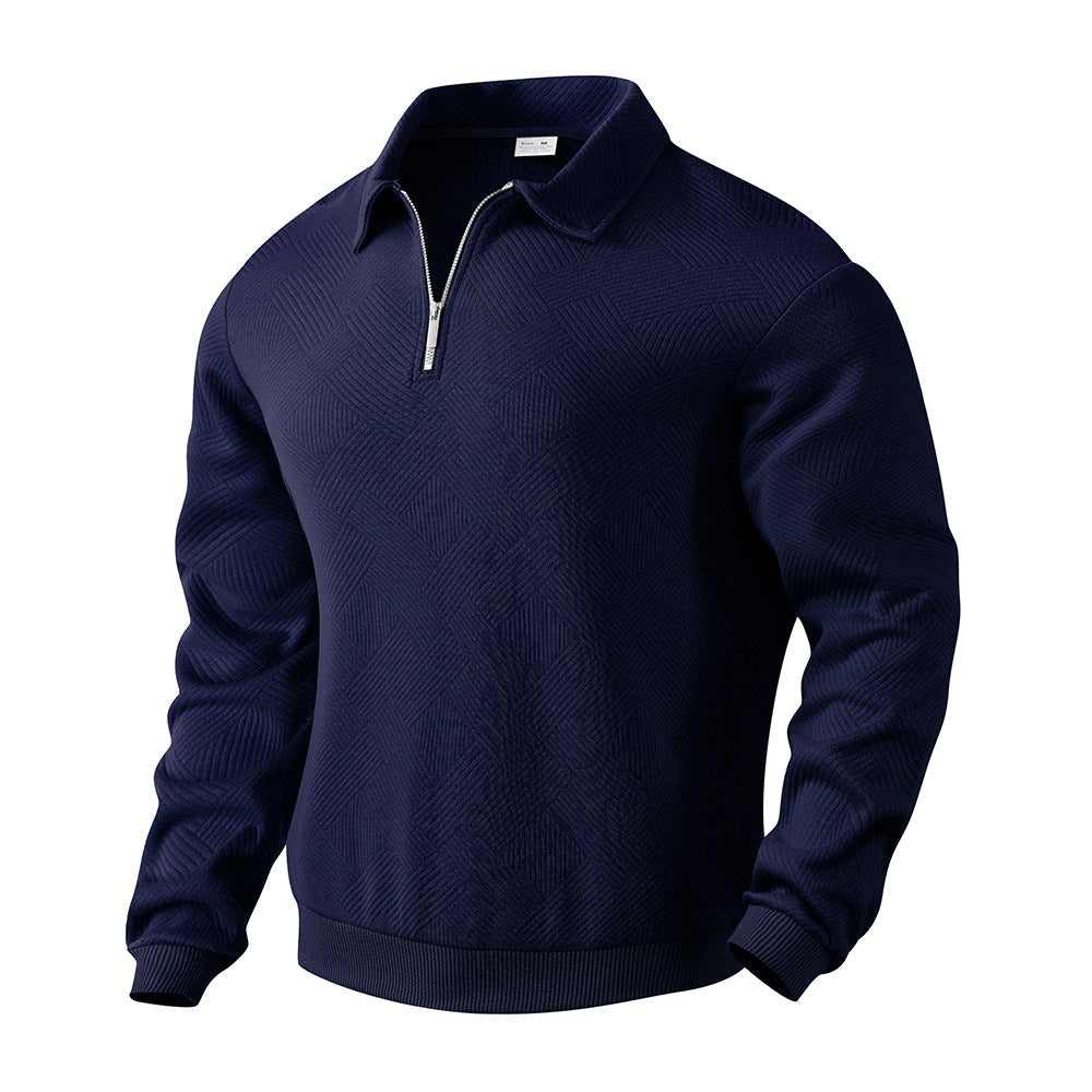 Men's Stylish Half-Zip Sweatshirt with Unique Jacquard Knit - 2 - London-stylehouse.com