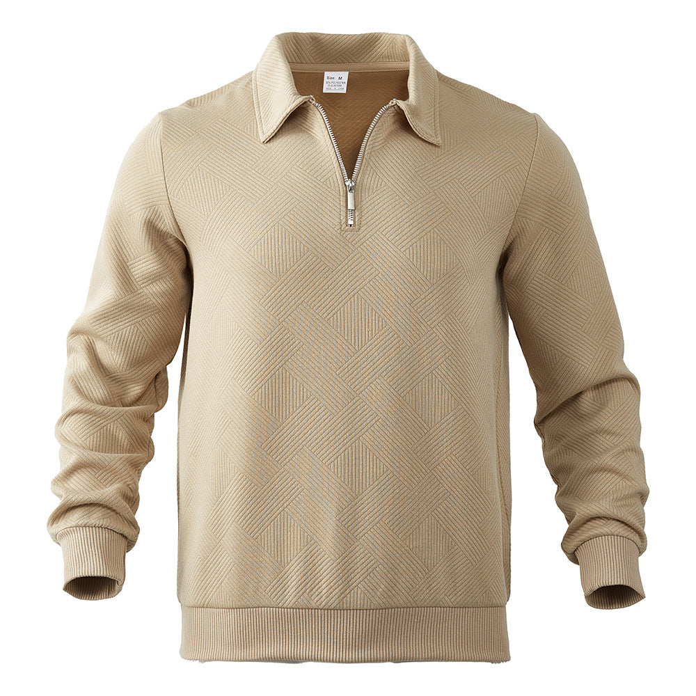 Men's Stylish Half-Zip Sweatshirt with Unique Jacquard Knit - 3 - London-stylehouse.com