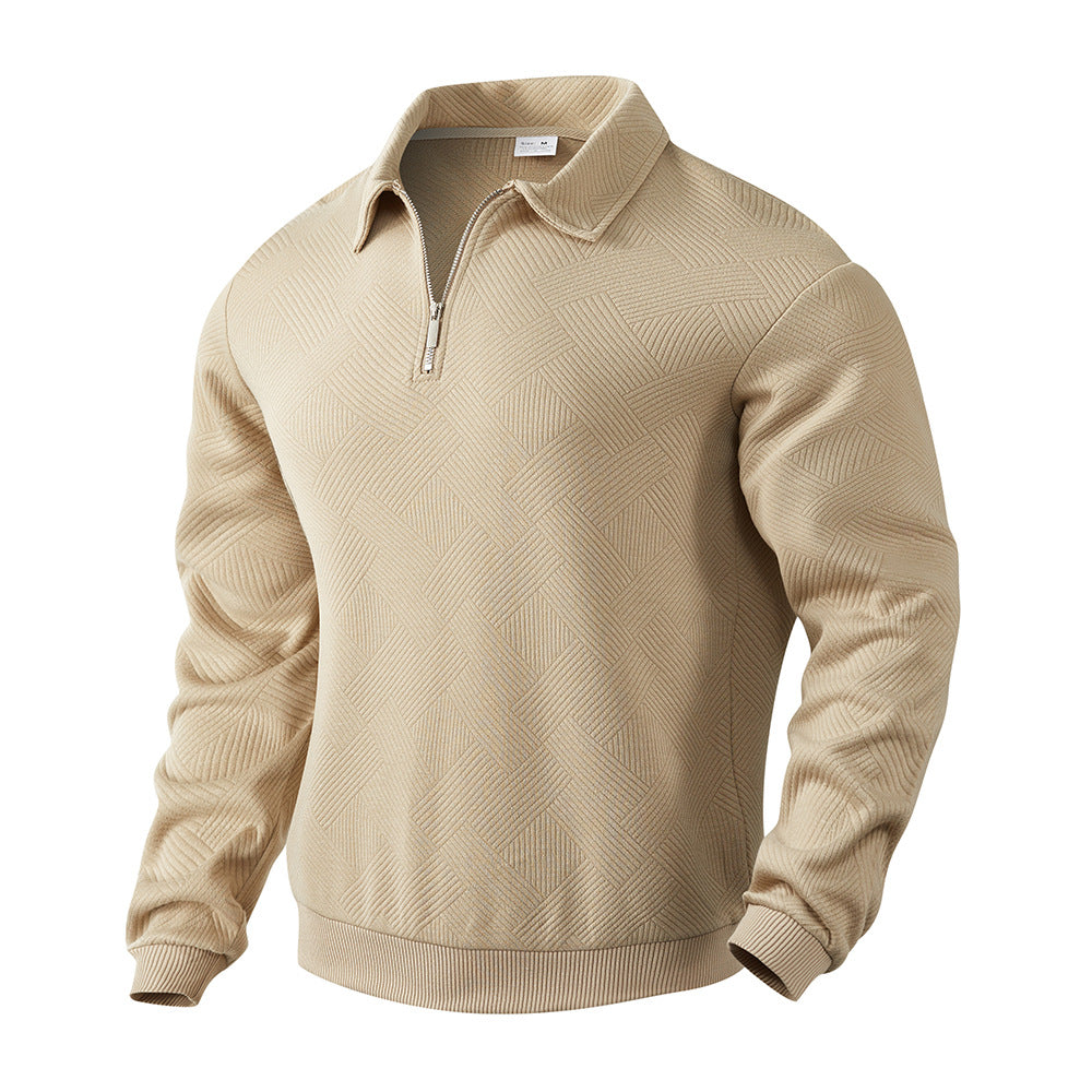 Men's Stylish Half-Zip Sweatshirt with Unique Jacquard Knit - 4 - London-stylehouse.com