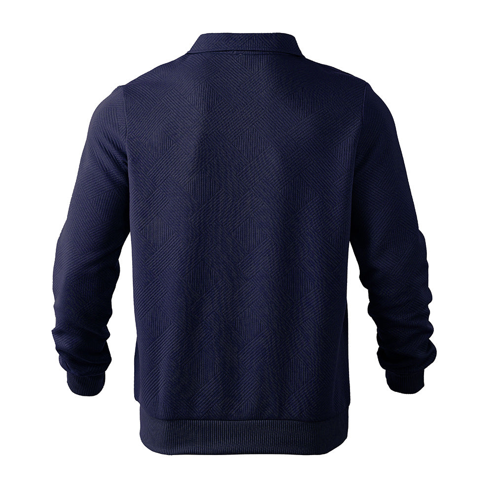 Men's Stylish Half-Zip Sweatshirt with Unique Jacquard Knit - 8 - London-stylehouse.com