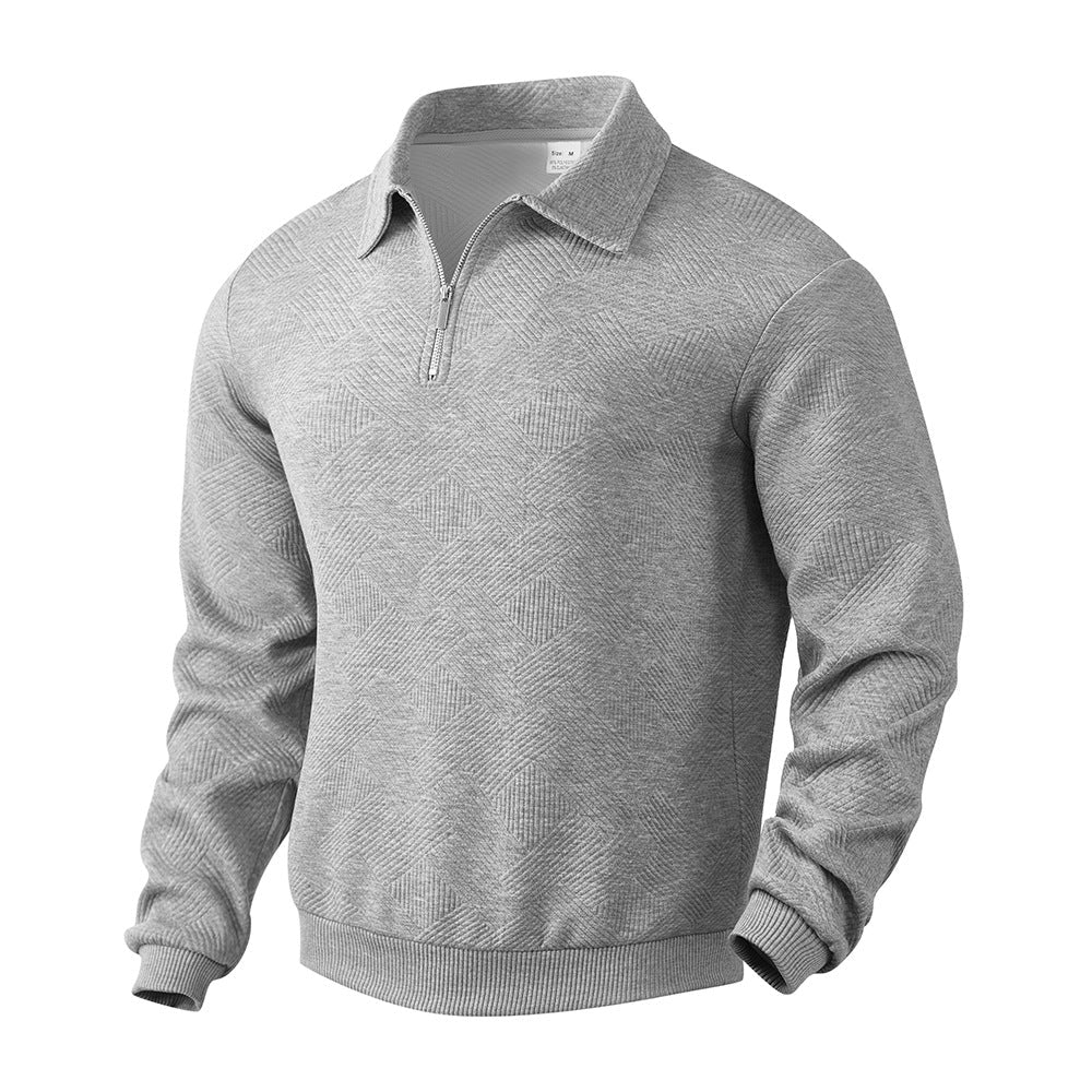 Men's Stylish Half-Zip Sweatshirt with Unique Jacquard Knit - 9 - London-stylehouse.com