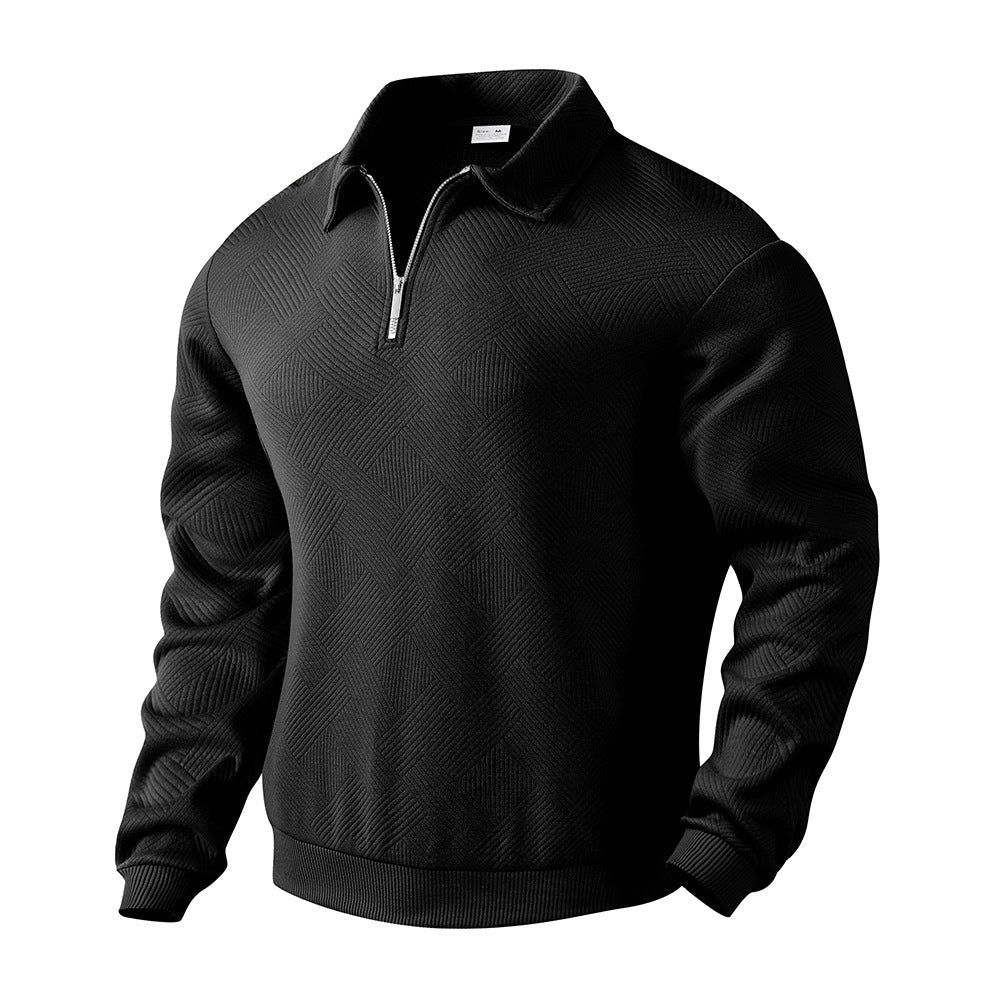 Men's Stylish Half-Zip Sweatshirt with Unique Jacquard Knit - 10 - London-stylehouse.com