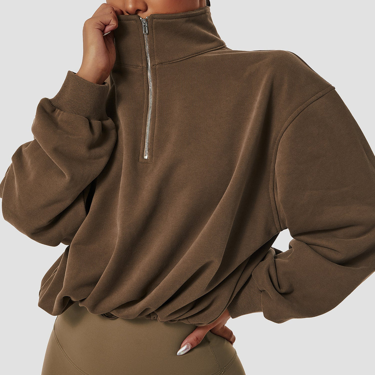 Ladies' Easygoing Pullover Sweatshirt with High Collar - 1 - London-stylehouse.com