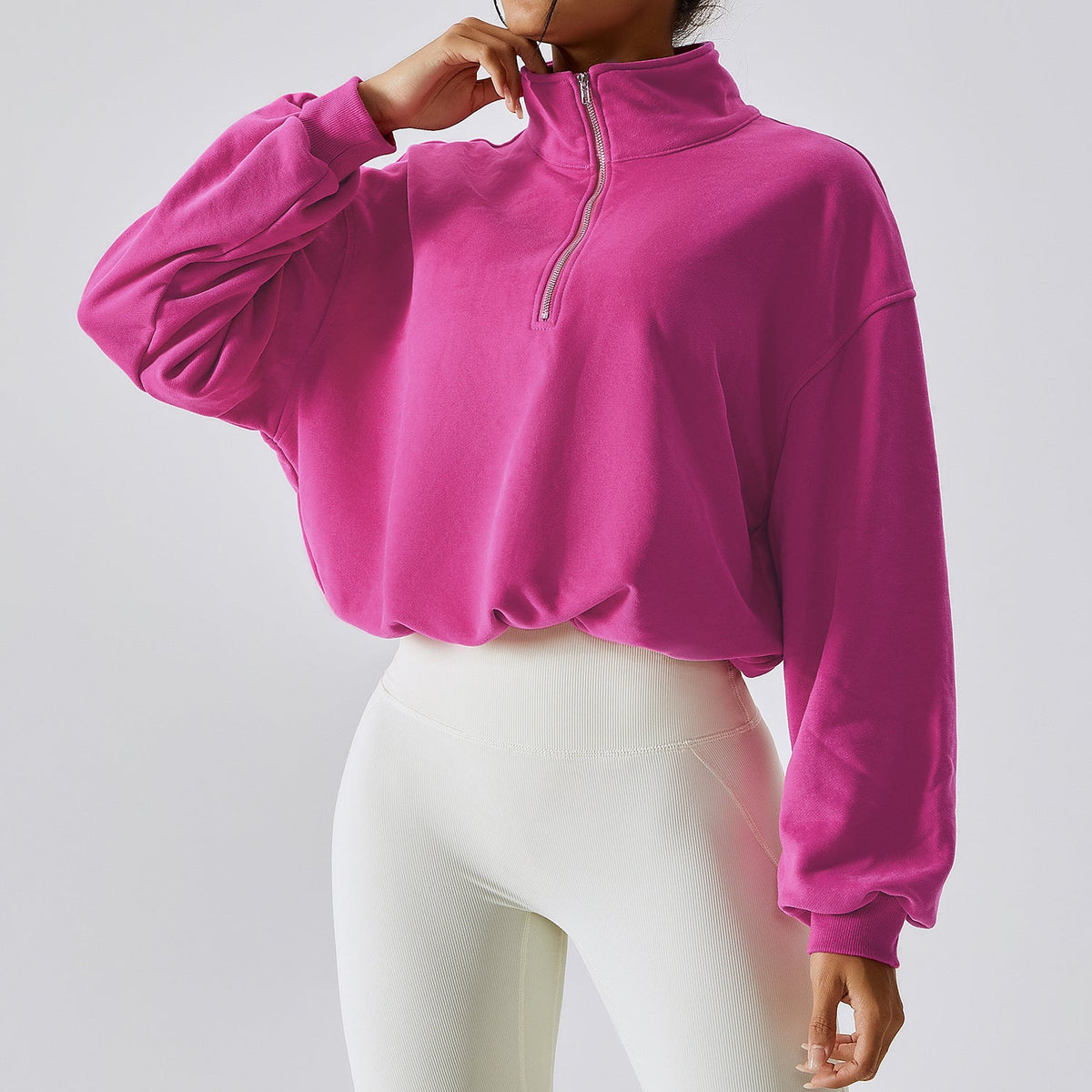 Ladies' Easygoing Pullover Sweatshirt with High Collar - 4 - London-stylehouse.com