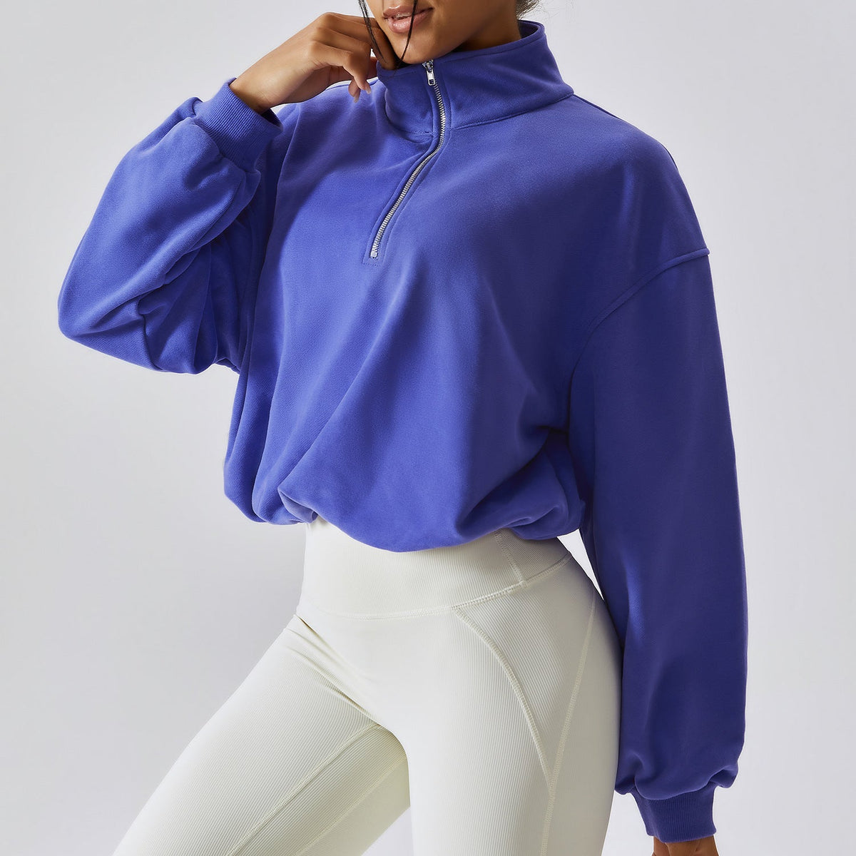 Ladies' Easygoing Pullover Sweatshirt with High Collar - 6 - London-stylehouse.com