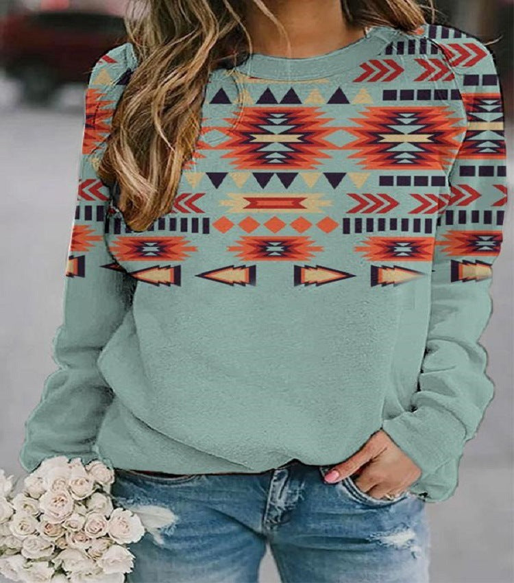 Women's Casual Sweatshirt with Bold Geometric Design - 4 - London-stylehouse.com