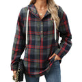 Button Placket Women's Hoodie in Relaxed Style - 8 - London-stylehouse.com