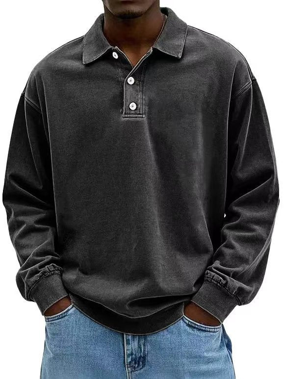Men's Classic Fit Long Sleeve Polo Shirt with Button Front - 6 - London-stylehouse.com