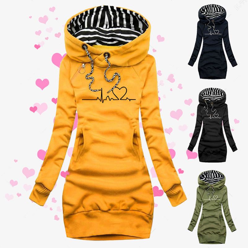 Women's Stylish Slim Fit Hoodie Dress with Convenient Pockets - 1 - London-stylehouse.com
