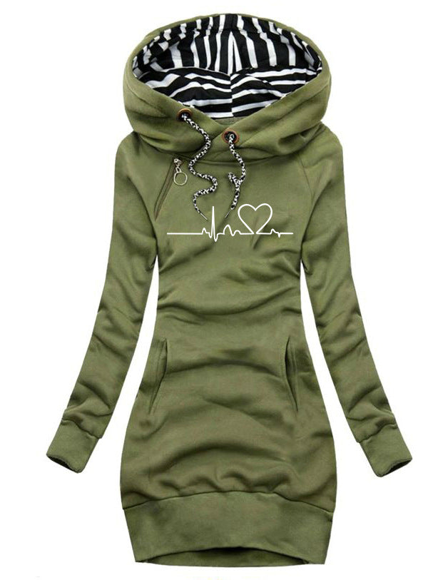 Women's Stylish Slim Fit Hoodie Dress with Convenient Pockets - 2 - London-stylehouse.com