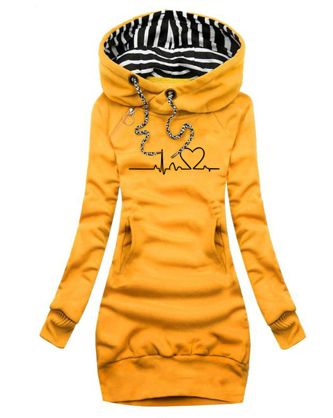 Women's Stylish Slim Fit Hoodie Dress with Convenient Pockets - 5 - London-stylehouse.com
