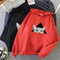 Women's Comfortable Hoodie with Playful Cat Artwork - 1 - London-stylehouse.com