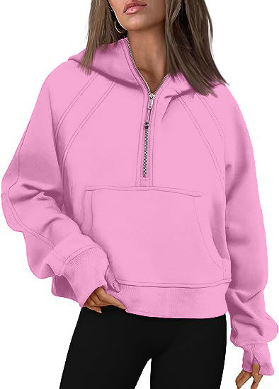 Women’s Zip-Up Relaxed Fit Hoodie with Pocket - 1 - London-stylehouse.com