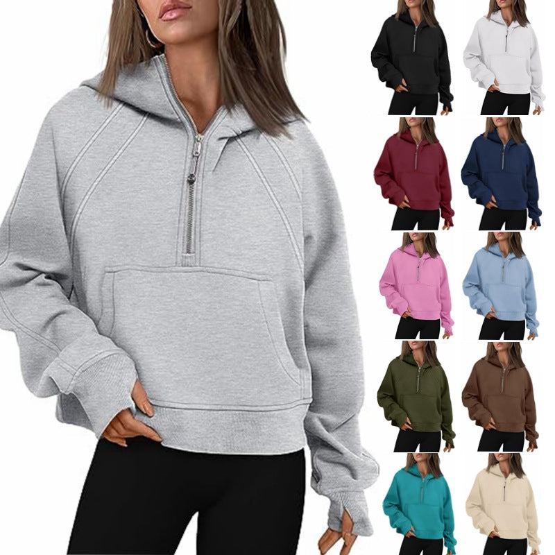 Women’s Zip-Up Relaxed Fit Hoodie with Pocket - 7 - London-stylehouse.com