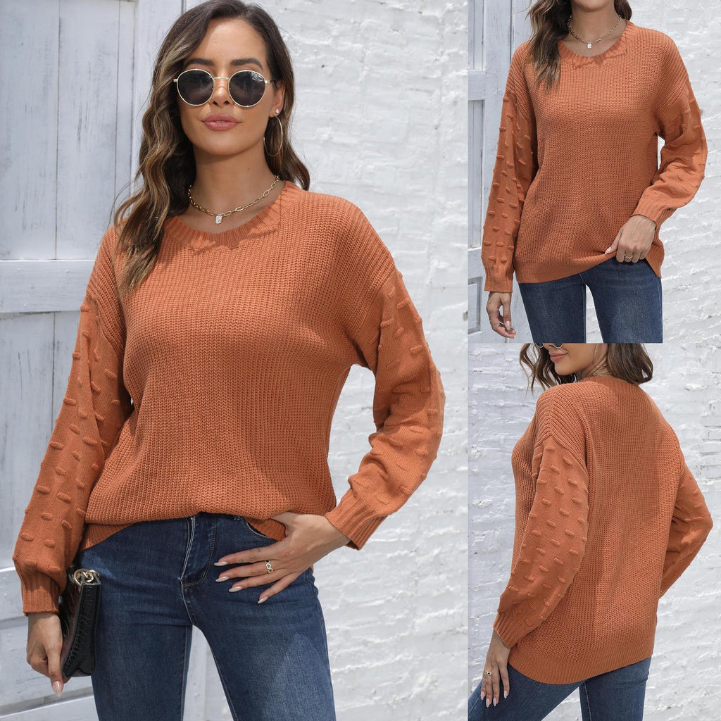 Women's Relaxed Fit Pullover Jumper with Textured Arm Details - 6 - London-stylehouse.com