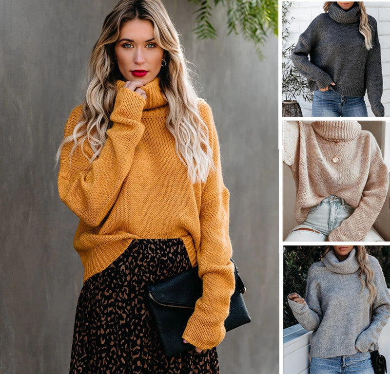 Cozy Turtleneck Pullover for Women with Relaxed Fit and Warm Collar - 5 - London-stylehouse.com