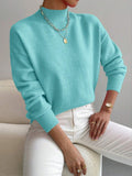 Chic Women's Mid-High Collar Pullover Sweater in Relaxed Fit - 9 - London-stylehouse.com