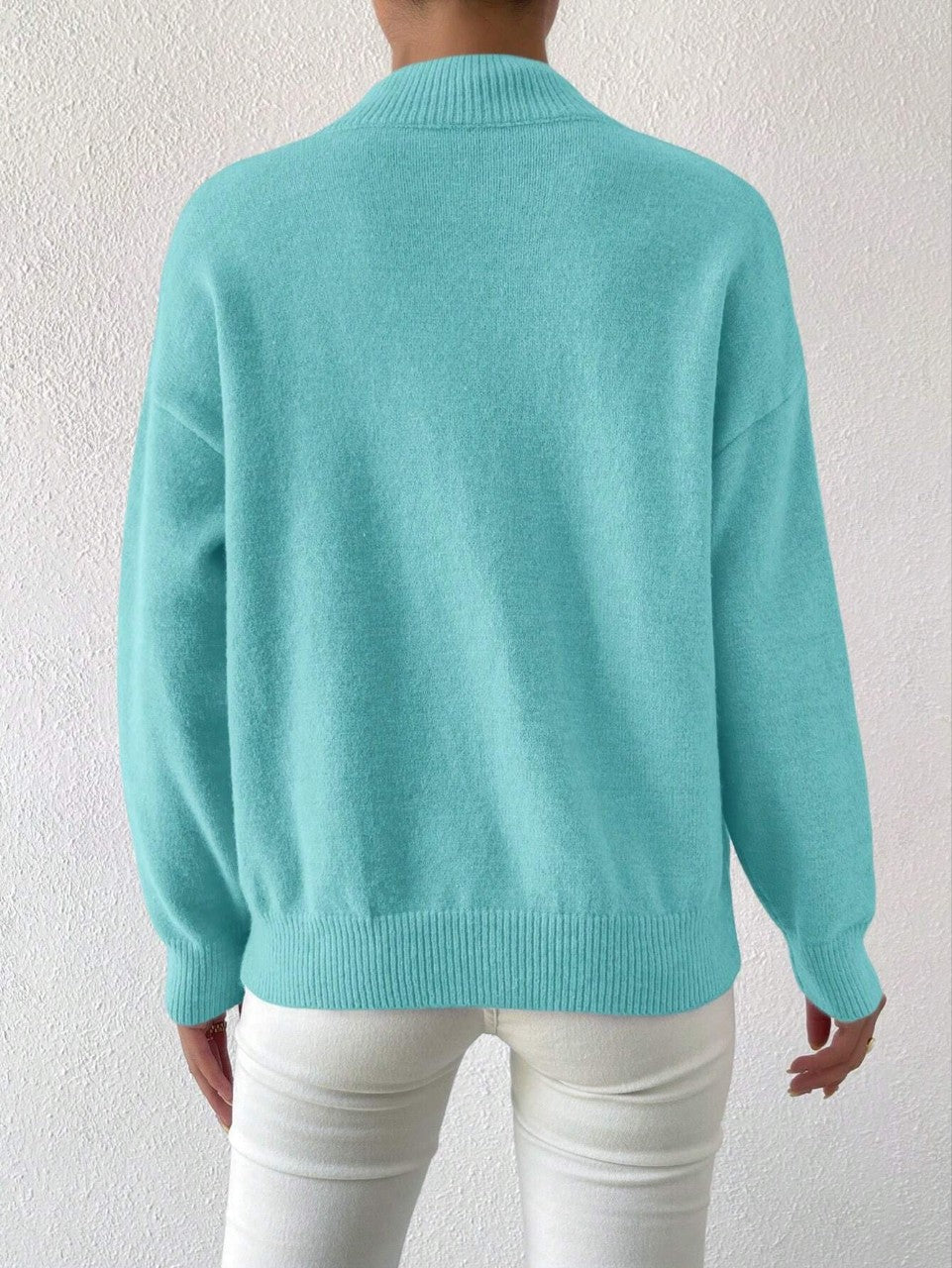 Chic Women's Mid-High Collar Pullover Sweater in Relaxed Fit - 11 - London-stylehouse.com