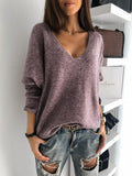 Casual Women's V-Neck Relaxed Pullover - 4 - London-stylehouse.com