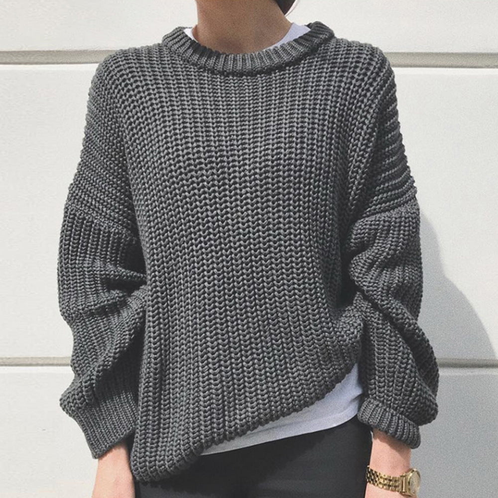 Women's Casual Loose-Fitting Pullover with Round Neckline - 2 - London-stylehouse.com