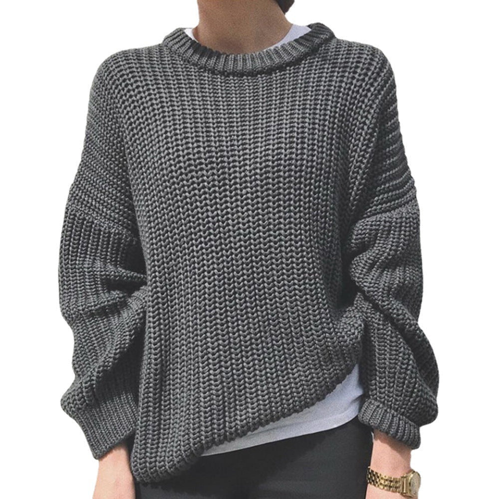 Women's Casual Loose-Fitting Pullover with Round Neckline - 3 - London-stylehouse.com