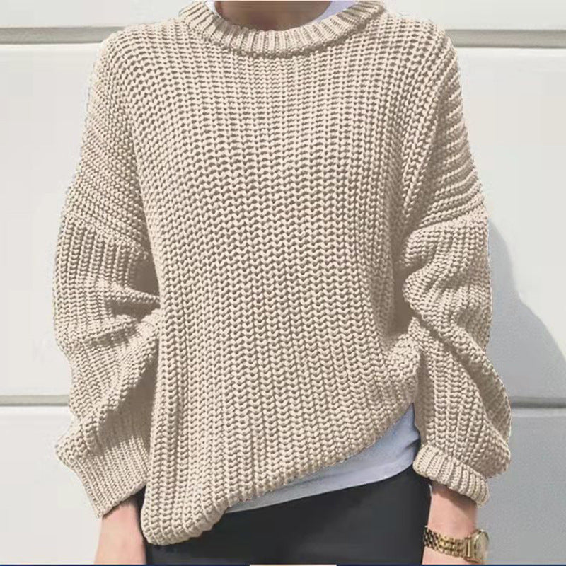 Women's Casual Loose-Fitting Pullover with Round Neckline - 4 - London-stylehouse.com