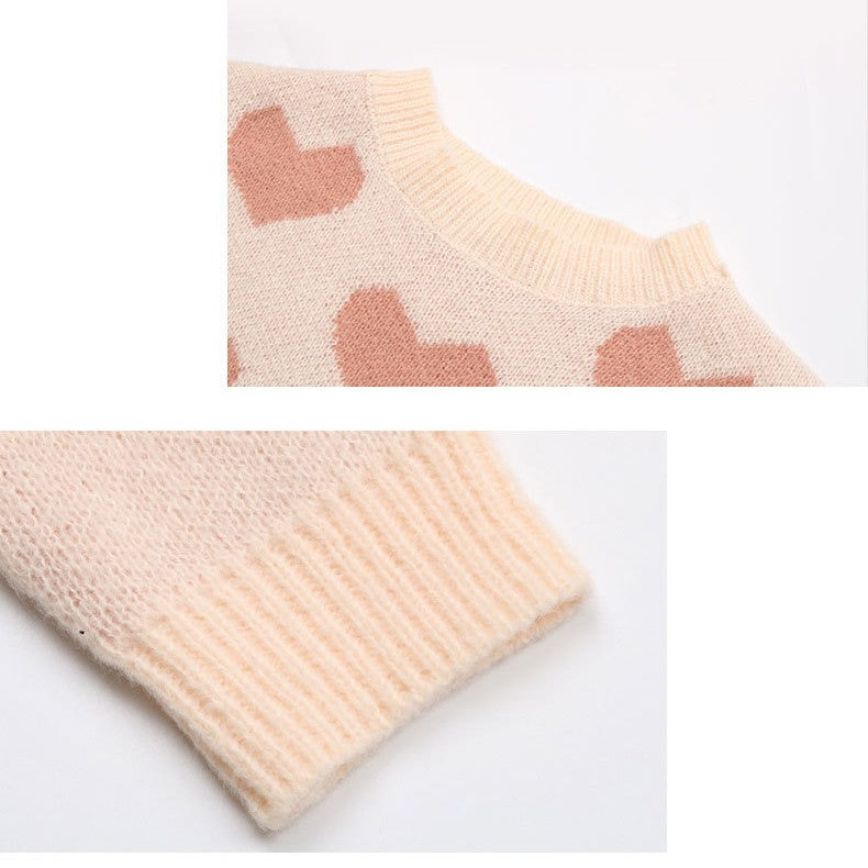 Heart Patterned Women's Relaxed Fit Pullover - 4 - London-stylehouse.com