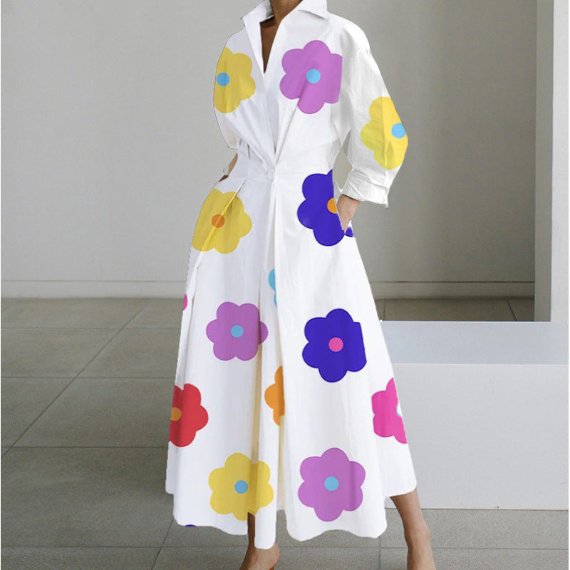 Women's Relaxed Fit Swing Dress with Button Front - 1 - London-stylehouse.com